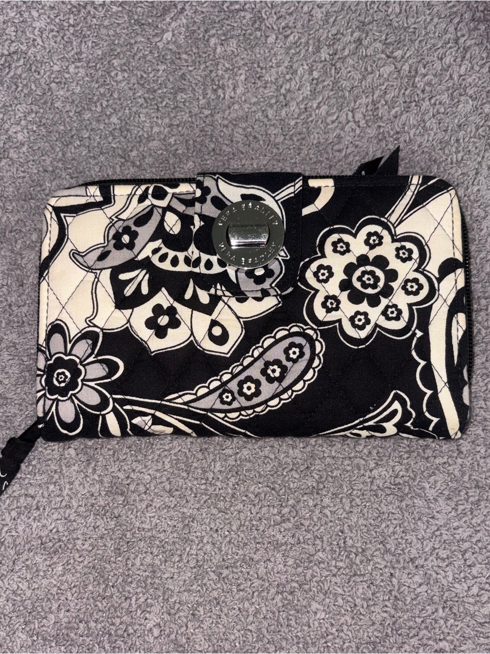 Vera Bradley Black & White Quilted Floral Wallet